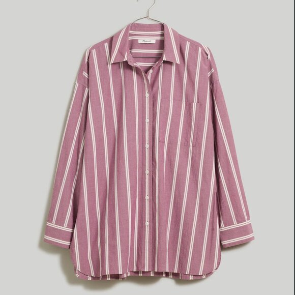 MADEWELL STRIPED POPLIN OVERSIZED SHIRT in IRIS BLOOM - Picture 3 of 9
